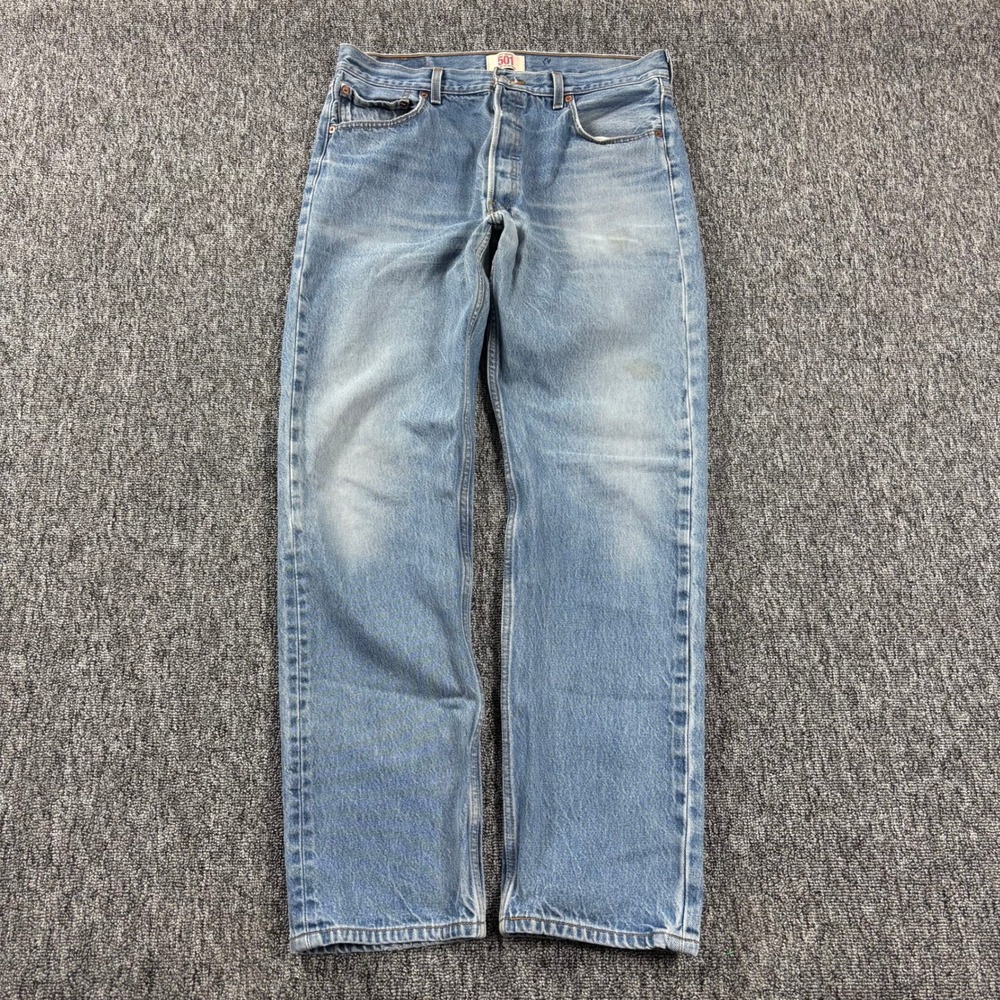 Vintage 2000s Grunge Levi's 501 Light Wash Denim Straight Leg Jeans Size 36x36